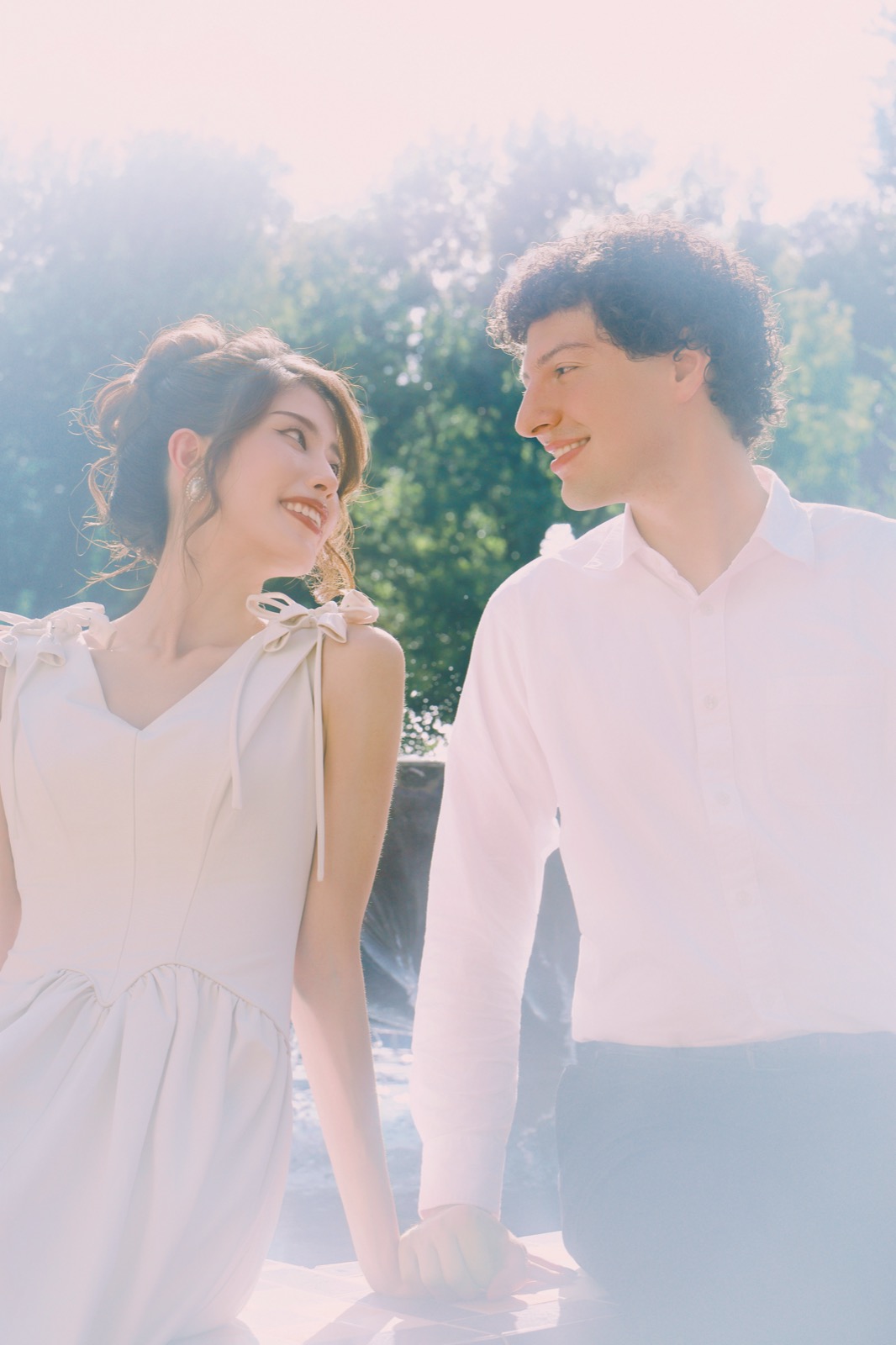 Sunlit engagement portrait