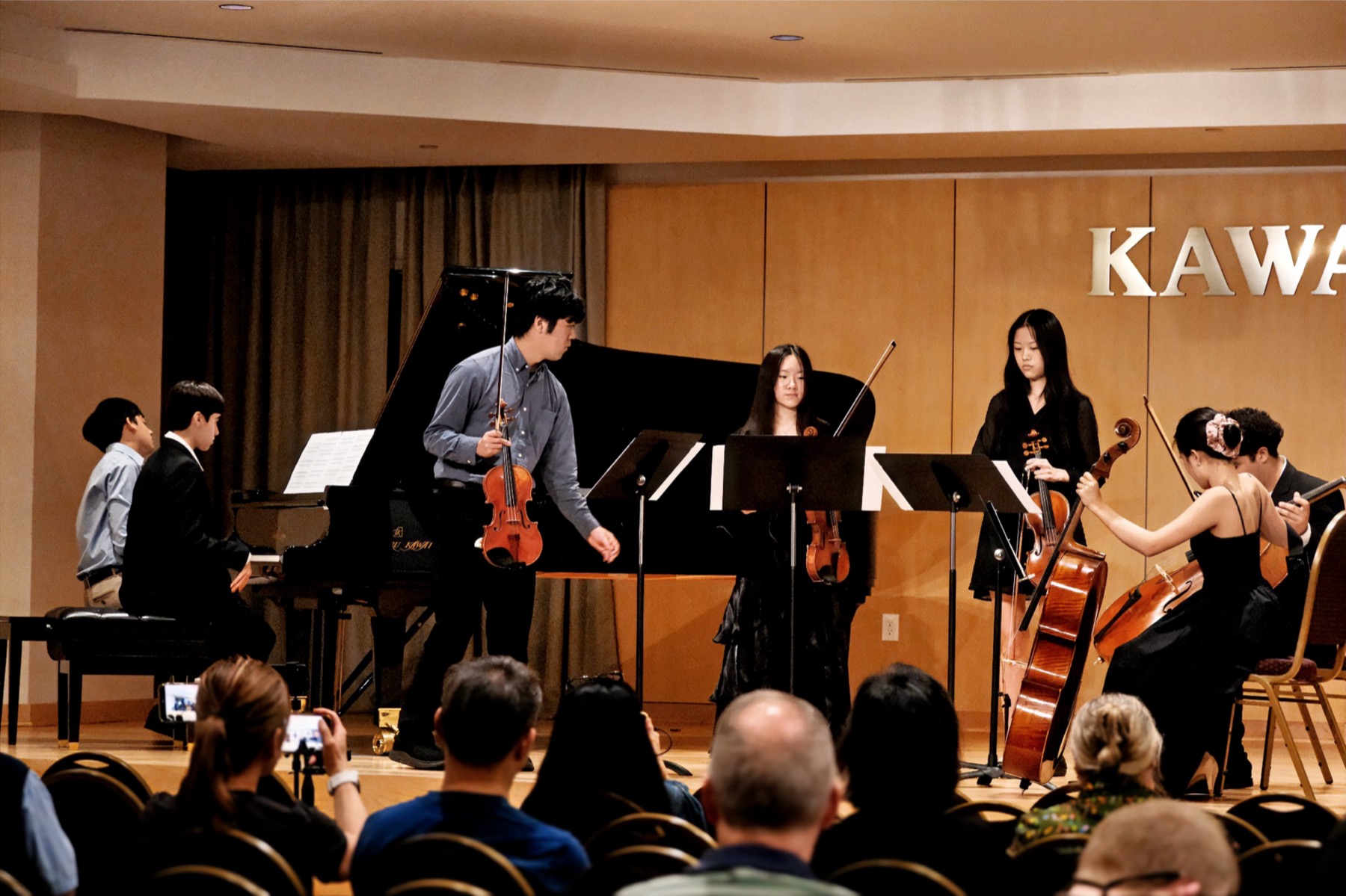 Chamber ensemble performing onstage