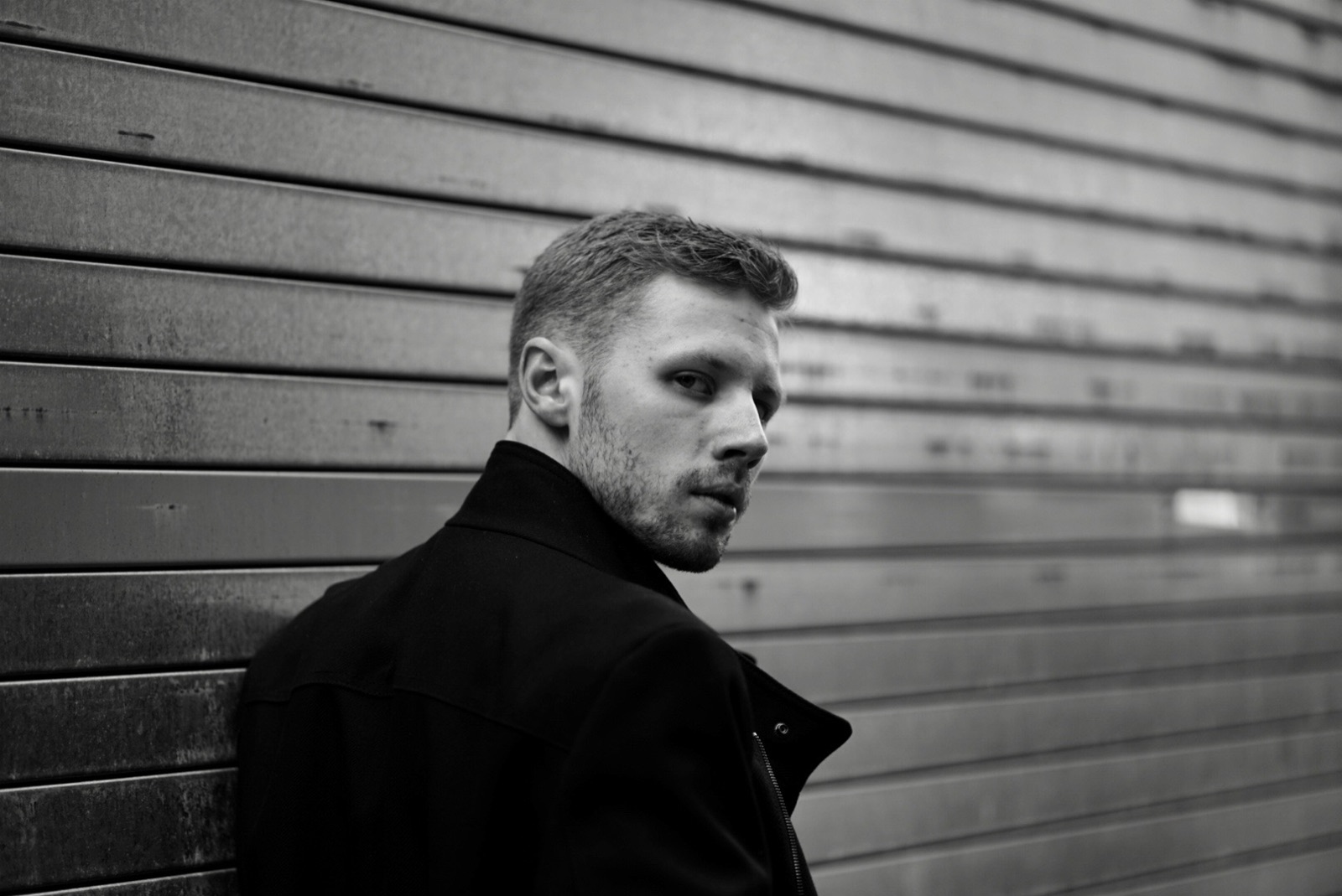 Editorial black-and-white portrait